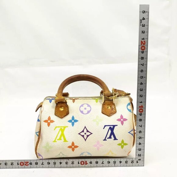 (D526) Louis Vuitton LV Hand Bag Mini Speedy White Monogram Multicolor - Picture 2 of 4